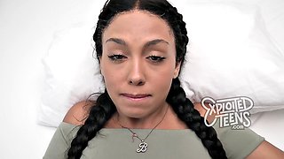 Pigtailed Brunette Teens Big Cock POV Blowjob Debut