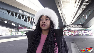 German Scout - No Condom Anal Sex at Pick up Casting for Black Girl Vicky Menage