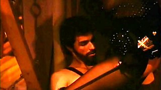 Sexy brunette enjoys a vintage bdsm fuck