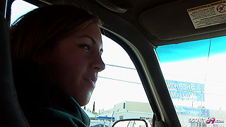 Freckled Slim Girl Nikki Pick Up and talk to First Interracial BBC Casting Fuck without condom