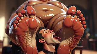 Submissive Men Licking Sweaty Feet of Fat SSBBW - Compilation