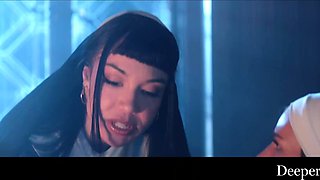 Sexy busty teen nun Kenna James in hardcore BBC interracial gangbang