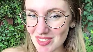 Blonde and her outdoor solo masturbation