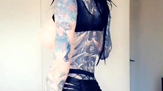 Glamour babe with big boobs masturbates in lingerie