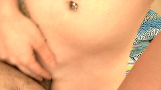 Pierced Tits Exposed and Hairy Pussy Fingered Deep