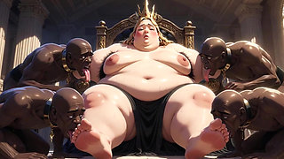 SSBBW Queen Body Worship - Slaves Licking Her Entire Body to Orgasm