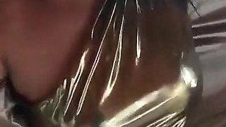 Golden Dress, Fur & Smoking Hairy Pussy, Deep Blowjob & Hard Doggy on a Freezer