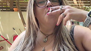 BBW Brazilian MILF Morning Outdoor Chainsmoking Ritual Parliament Longs