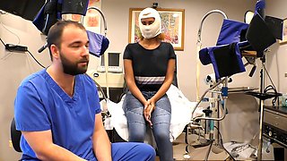 Exam room, nitrile gloves, manacled