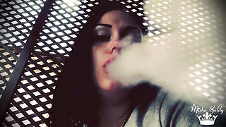 Blowing shisha smoke from itching nose and scratching it all the time!