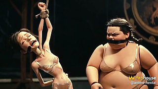 Skinny Slave in Bondage Whipped by Fat SSBBW Mistress