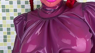 Miss Fetilicious Wears Pink and Purple Latex