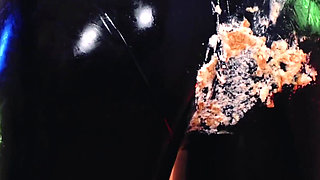 Sexy latex fetish video birthday cake splosh!