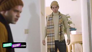 Holiday Orgy: Stepmoms Vivianne DeSilva & Kate Dee Fuck Their Stepsons After Snowball Fight - MILF Group Sex