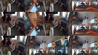 Golden Dress, Fur & Smoking Hairy Pussy, Deep Blowjob & Hard Doggy on a Freezer