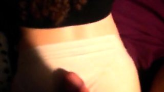 Cum on her panties - amateur CFNM fun