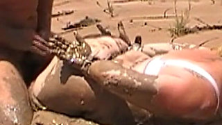 Julie Fucked Like a Mud Pig - Dress Gone, Lingerie, Ass Pounded, Hogtied, Face in the Mud, Cum All Over