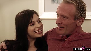 Cute teen stepdaughter role plays wife