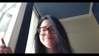 Masturbate I Need Smoking on Balcony Plus Small Close-up View on My Hard Nipples