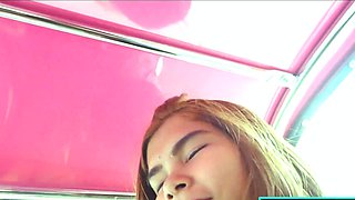 Petite Thai MILF picked up on the street with a Tuk Tuk taxi
