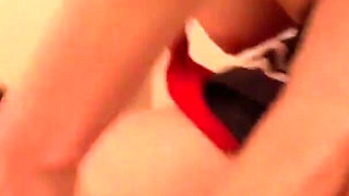 Sexy small titted teen in college uniform and red heels is nasty ass fuck girl