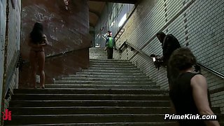 Butt fucking Fornicate Sub Bound In Public