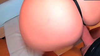 Hot amateur Kathy in crotchless panties, prepared to nail