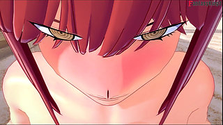 Makima Hot Ahegao Sex on the Beach - Chainsaw Man