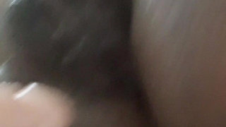 Closeup Fucking My Black Pussy with White Didlo