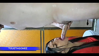 At the Gym I Give My Stepfather a Great Blowjob While the Trainer Is Watching Us ( Casero Real)