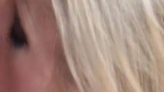 Elegant and Sexy Blonde MILF in Lingerie Enjoys Facial in the Office