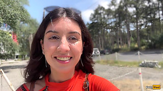 Public Blowjob in the Bushes with Stranger and Crazy Cumwalk Covered in Cum