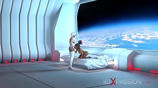 Sci-Fi. 3d hot dickgirl fucks young girl in space station