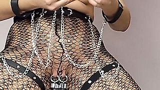 Weights Lifting with Pussy Piercing