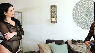 A blond and brunette in black lace PAWG scene