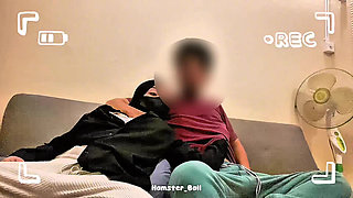 Amateur Camera: High School Girl and Her Boyfriend in the Living Room Learning to Blowjob