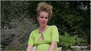 Pregnant Helena Masturbates With Her Mini Vibrator In The Garden
