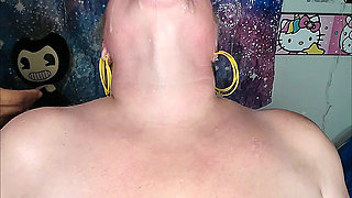 BBW Roommate Submits to Sloppy Rough Deepthroat Training 9 Inch Dildo