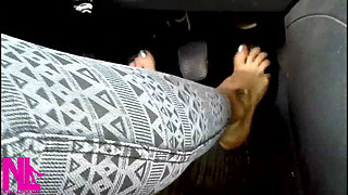 Pedal Pumping in White Sneakers and Cotton Socks