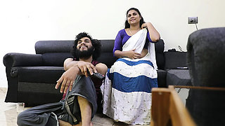 Desi maid servant janu gets hot sex with boss on sofa while watching TV - Indian homemade fuck