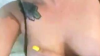 Busty babe oiled babe with big boobs masturbating on cam