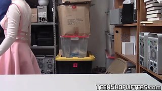 Slender young beauty smoking and banging the cop after stealing