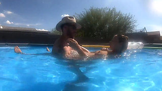 Impregnated in the Backyard then Pregnant Pool Sex with Big Belly