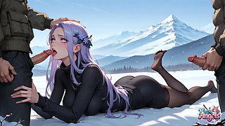 Snow Queen's Milk Spray Orgasm in Alpine Peaks