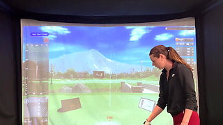 Trying to Golf in a Simulator with My Lush in! Trying Not to Cum While I Swing!