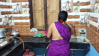 Indian Housewife Hard-core Sex in Kitchen Room by Her Husband's Friend