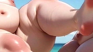 Granny Foot Worship on Obese BBW - Hot Beach Foot Licking Session