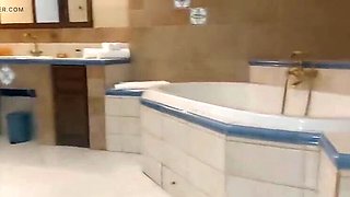 Backstage: Hairy Redhead MILF Peeing and Wiping Her Wet Pussy