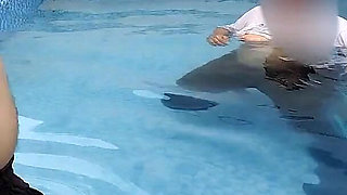 A Hot Couple's Risky Fun in the Swimming Pool.