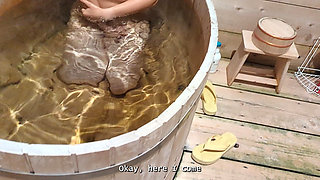 Fucking sister-in-law in a Japanese bathtub after wife cancelled flight
